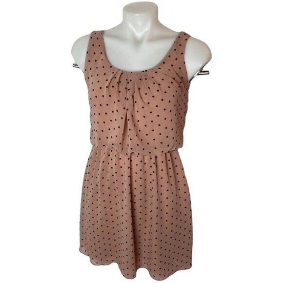 Sweet Storm Mauve Pink Black Polka Dot Blouson Dress Size S - Picture 11 of 12